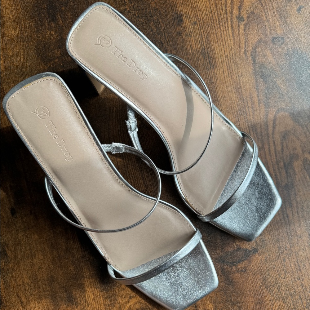 Silver Square Toe High Heeled Sandal - Picture 2 of 8